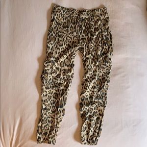 Leopard print cargo joggers.
